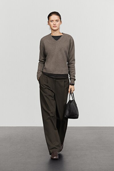 Massimo Dutti %100 yün V yaka triko kazak