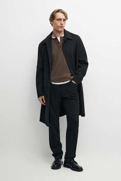 Massimo Dutti Yün karışımlı uzun kaban
