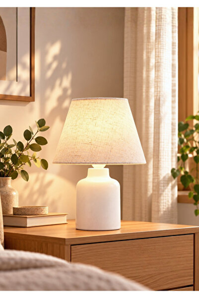 HOMİNG Casey Konik Kırçıllı Kumaş Başlıklı Abajur AYD-2648