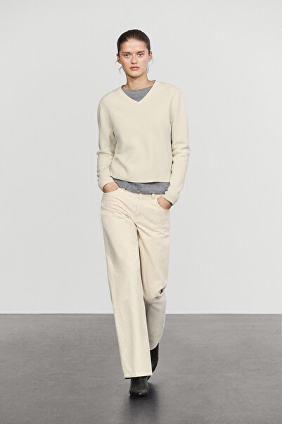 Massimo Dutti %100 yün V yaka triko kazak