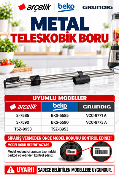 Arçelik Tub telescopic metalic pentru aspirator S-7585-7590-bks5585-5590-vcc9...