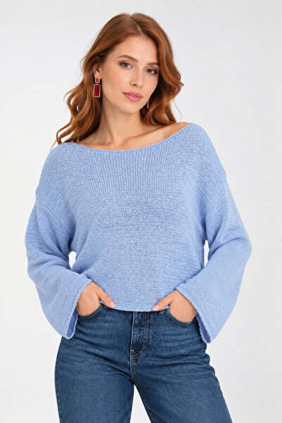 İLKCET MODA Düşük Omuz Oversize Kadın Kazak
