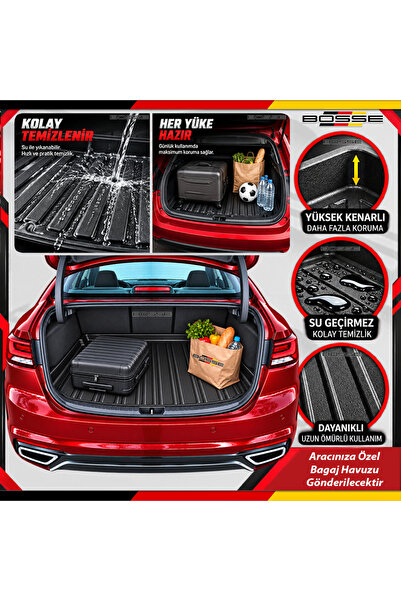 BOSSE Kia Rio Bagaj Havuzu HB Kalın Stepne 2012 - 2016 Arası Araca Özel 3D Ba...