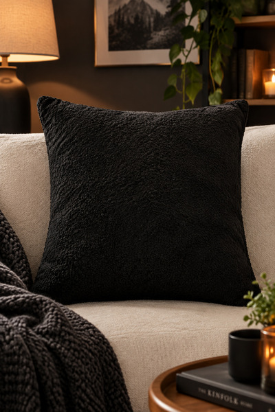 LadiesHome Peluş (rabbit) Tavşan Kırlent Kılıfı Siyah