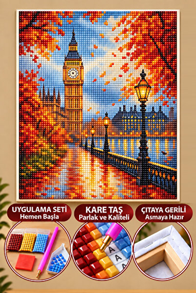HONDEP 5D Sayılarla Elmas Boyama 50x40 cm Kendin Yap DIY Puzzle Hobi Seti Moz...