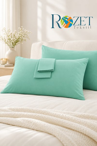 ROZET TEKSTİL Green Cotton Fabric Cover Pillowcase (2 Pcs) 50 X 70 cm