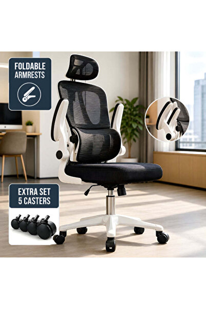 kd home Scaun De Birou Directorial Ergonex, Cotiere Rabatabile, 2 Seturi Roti...