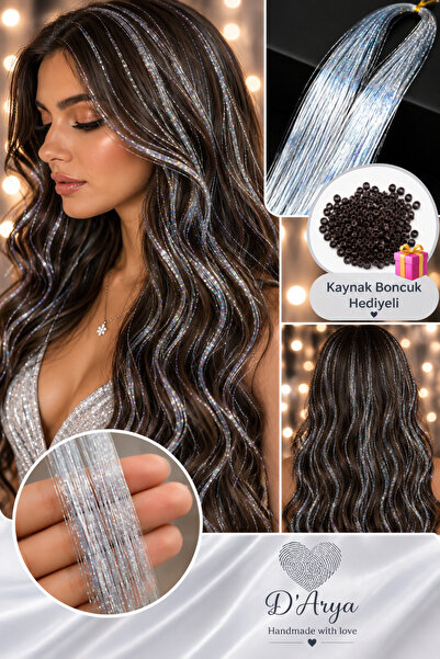 D’Arya Gümüş Gri Işıltılı Tinsel Saç Simi Gelin Teli – Gray Silver Bridal Hair Tinsel DD245- Bride ' s hair strand