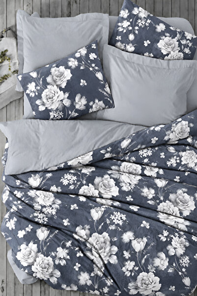 İQON Fitted Sheet Duvet Cover Set Double Avangarde Anthracite