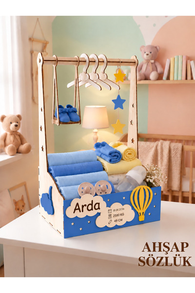 ahşap sözlük Ahşap Yenidoğan-Mavi Bebek Hediye Sepeti-Kırk Sepeti-Anı Sepeti-...