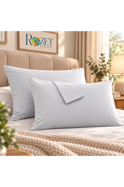 ROZET TEKSTİL غطاء وسادة من قماش القطن باللون الرمادي (قطعتين) 50 × 70 سم