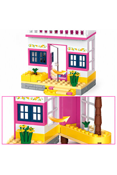 Minibric Set de Constructie cu Piese Tip Blocuri Construit 395 Piese Beach House, Plaja, Casa, Figurine