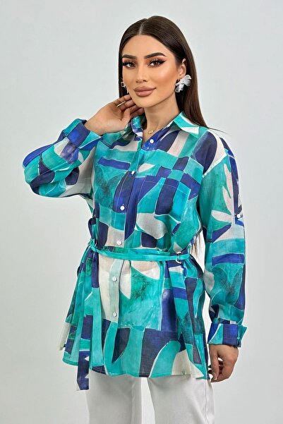 FEVER Soyut desenli tencel tunik
