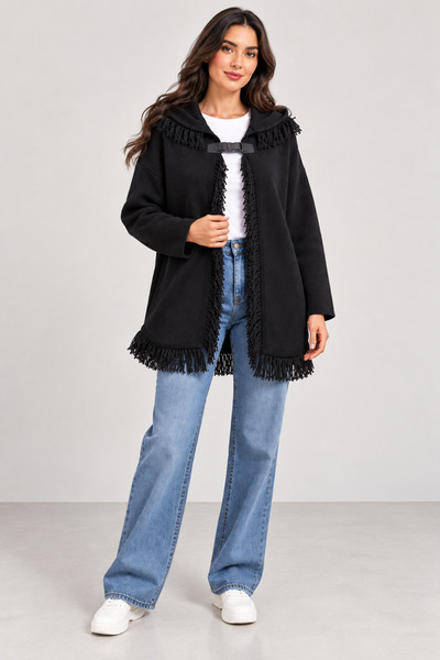 CNR TEKSTİL Tricot Jacket with Tassel Detail