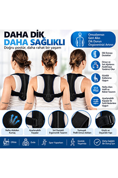 Dik Duruş Korsesi Kamburluk Önleyici Dik Durmayı Sağlayan Korse Ayarlanabilir