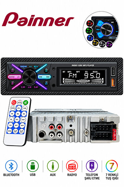Painner Premio 2026 Özel Seri 2xusb Rgb Panel Oto Teyp Bluetooth Sd Aux 7renk...