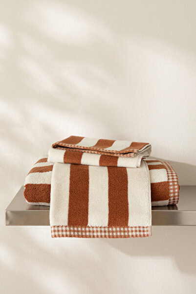 İrya In Lines Yarn Dyed Towel 50X90+80X150 cm Cream Caramel