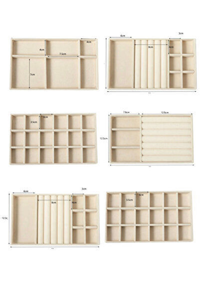 LONDON Birds Store Takı kutusu Şık 6 lı set çekmece içi takı organizer ( bej ...