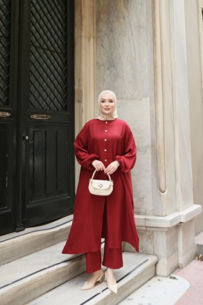 NİSUM MODA Linen Half Button Suit