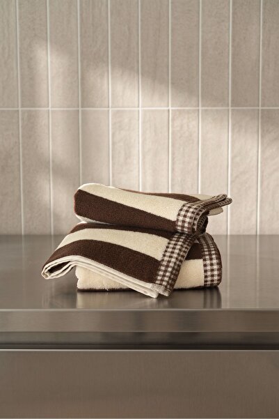 İrya In Lines Yarn Dyed Towel 2/50X90 cm Cream Brown