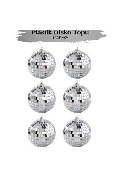 partidolu Plastik Kristal Disko Topu Şeklinde 4 cm Gümüş Renk Yılbaşı Ağacı S...