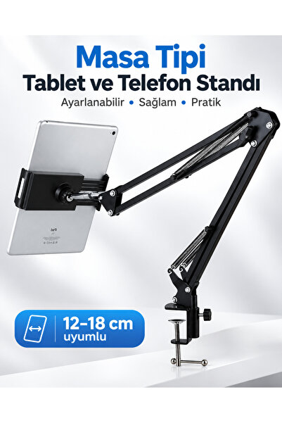 Asfal Metal Açısı ve Yüksekliği Ayarlanabilir Masaüstü Telefon veya Tablet Tu...