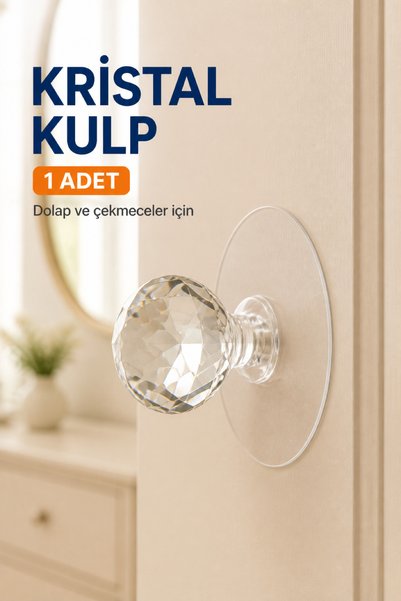 COZY SENSE Kristal Tutacak Kulp 1 Adet Yapışkanlı Çok Amaçlı Tutacak Mobilya ...
