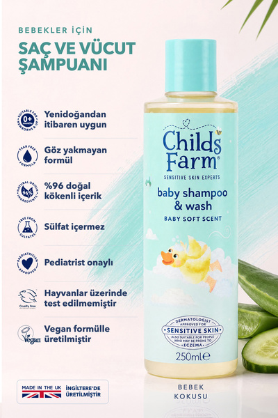 Childs Farm Aloe Vera and Cucumber Extract Baby Hair and Body Shampoo 250ml