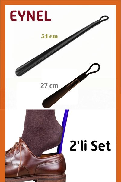 Eynel 2'li Set 54 ve 27 Cm Askılı Ayakkabı Çekeceği Uzun Sert Plastik Kerata Renkli Ayakkabı Giyme Aparatı
