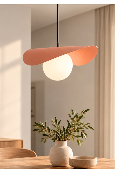 HOMİNG Rıpple Modern Somon Rengi Metal Camlı Sarkıt