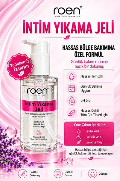 Roen Genital Bölge Yıkama Jeli, Özel Bölge, Genital Bölge Temizleyici, Koku, Mantar, Kasıntı pH 3.8 İntim Bakım Ürünü 200ml