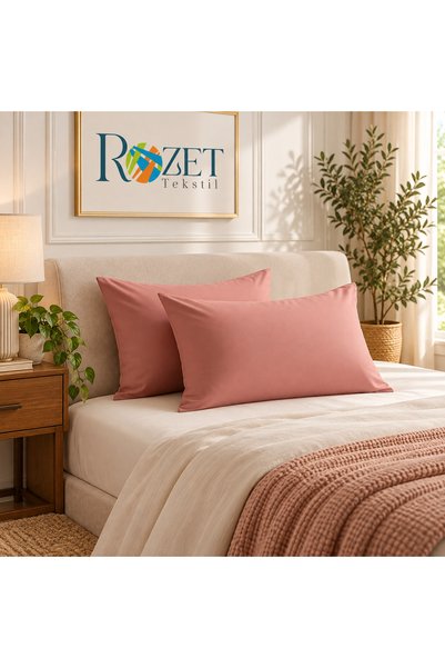 ROZET TEKSTİL Dusty Rose Cotton Fabric Cover Pillowcase (2 Pcs) 50 X 70 cm