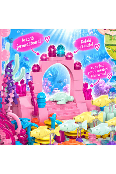 Minibric Set de Constructie Piese Tip Blocuri Construit 366 Piese Coral Wonderland, Sirena, Jucarie Cadou Fete