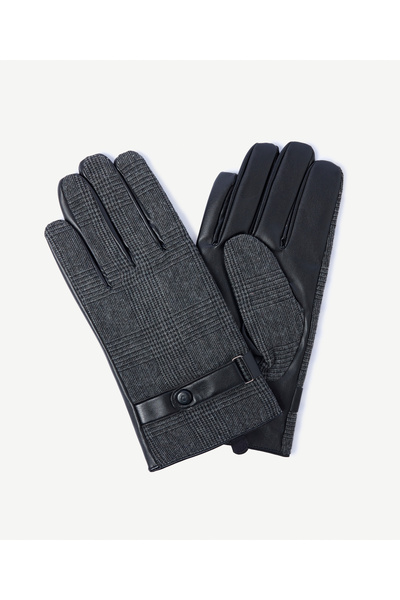 Yargıcı Stripe Patterned and Leather-Look Gloves