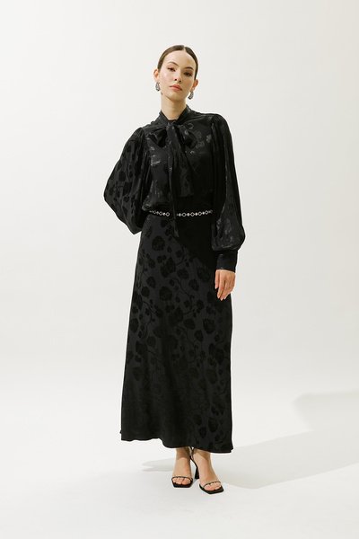 Manuka Jacquard Satin Skirt Black