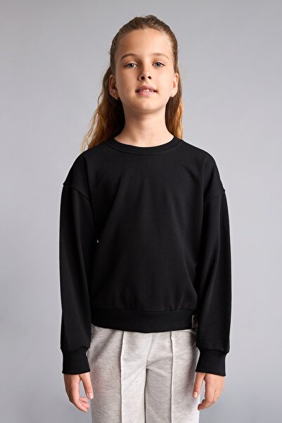 DeFacto Okul Pamuklu Relax Fıt Bisiklet Yaka Uzun Kollu Sweatshirt Kız Çocuk ...