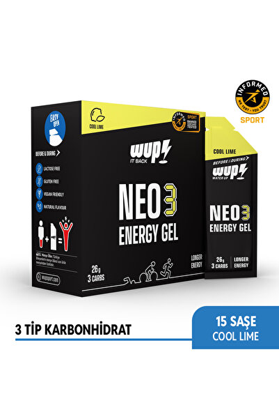 Water Up WUP NEO3 Enerji Jeli, 3 Tip Karbonhidrat, Dengeli GI, Cool Lime Arom...