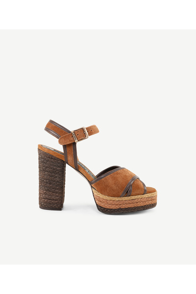 Yargıcı Special Jute Painting Platform Heeled Sandals