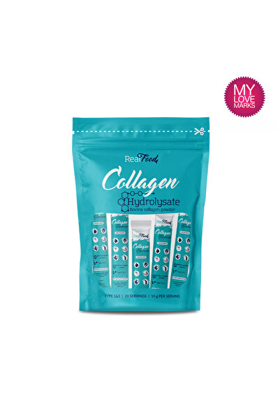 RealFood Colagen hidrolizat, Fara aroma, Tip I si III, 20 stick-uri