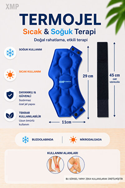 XMP TERMOJEL Bilek Termojel, Sıcak Soğuk Kompres, Lacivert Kumaş Buz Jel, Bilek Kompres, Soğutucu Buz Jel