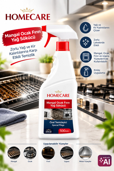 HomeCare Mangal,Ocak & Fırın Yağ Sökücü Sprey 500ML