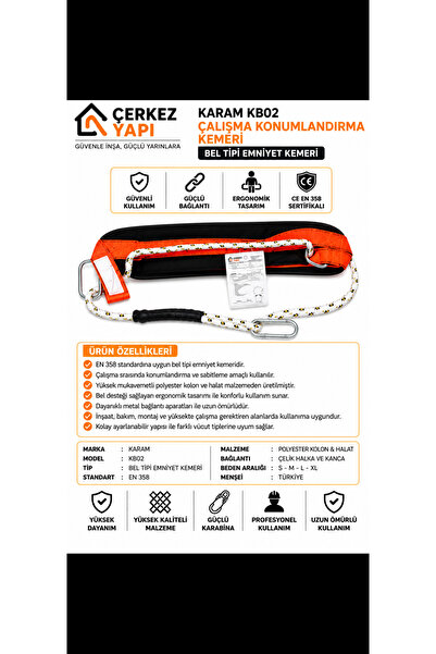 Genel Markalar KARAM KB02 Çalışma Konumlandırma Kemeri (Bel Tipi Emniyet Kemeri)