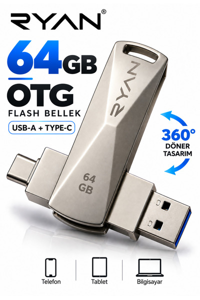Ryan 64 GB OTG Flash Bellek Type-C Otg Flash Usb Data Bellek