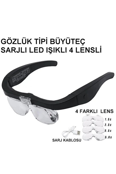 eco port Şarjlı Gözlük Büyüteç 4 Farklı Lens 11537dc