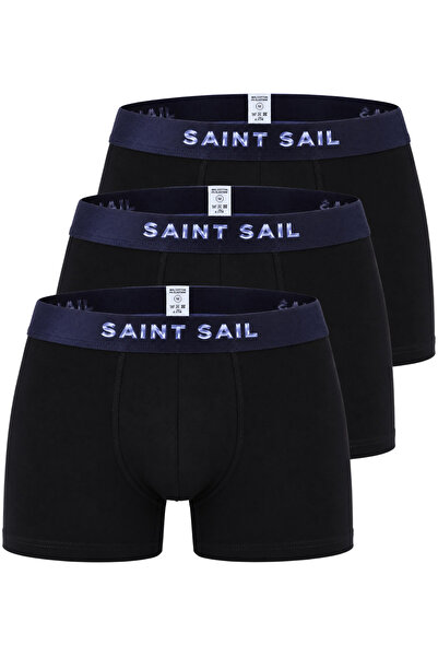 Saint Sail Σετ 3 ανδρικών μπόξερ με εύκαμπτο ύφασμα από βαμβακερό Lycra με πο...