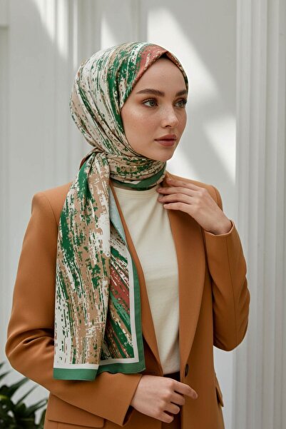 Vissona KREP FIRÇA DESENLİ PETROL YEŞİLİ RENKLİ 75X195 KIRIŞMAZ ŞAL