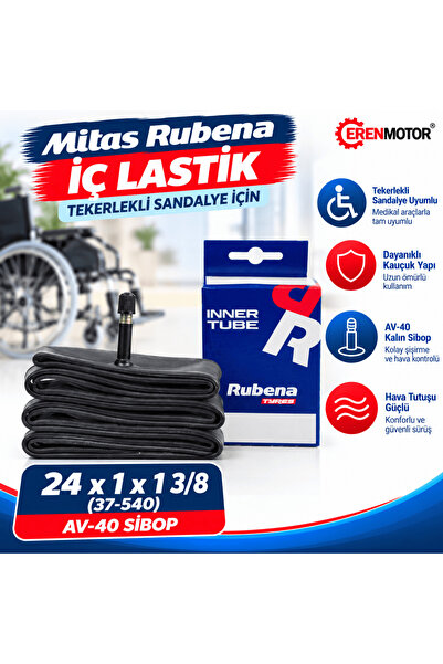 Mitas Rubena 24x1x1 3/8 AV-40 İç Lastik – Tekerlekli Sandalye İçin