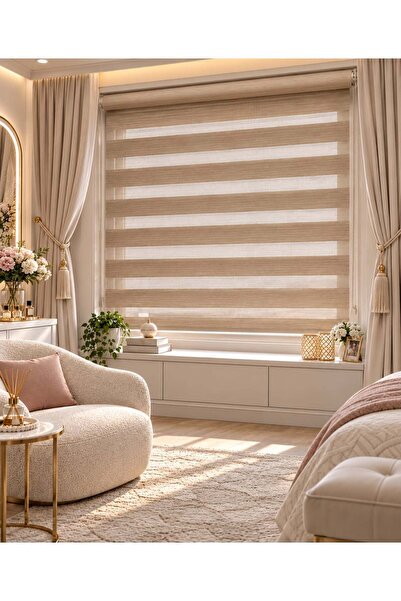 İREMKARAHOME Bambu Raks Koyu Krem Zebra Perde