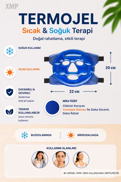 XMP TERMOJEL Canlandırıcı Soğuk Yüz Maskesi, Sıcak Soğuk Kompres, Lacivert Şeffaf Jel