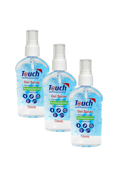 Touch Pachet spray dezinfectant pentru mâini, efect clasic, 3x59 ml